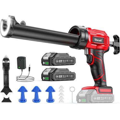 SUBZONAL-Pistolet à Cartouche Electrique sans fil 21 V - Pistolet à Cartouche à Vitesse Réglable avec 2 batterie 2.0 Ah et 1 Chargeur - Idéal pour Calfeutrer, Remplir, Scellage - Mécanisme Anti-goutt
