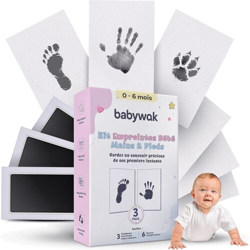Subzonal-Kit Empreinte Bébé ¿ Tampon Encre Clean Touch, Sûr & Sans Contact ¿ Souvenir Naissance, Cadeau Baby Shower, Empreinte Main & Pied Nouveau-Né (0 ¿ 6 Mois)