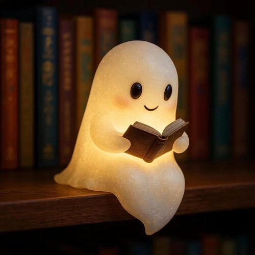 Subzonal-Cute Ghost Reading Book Lamp, Lampe De Lecture Fantôme Mignonne, Statue Fantôme Lumineuse Pour Halloween, Veilleuse Fantôme D'halloween Pour Décoration, Lampe Fantôme Cadeau Pour Enfants