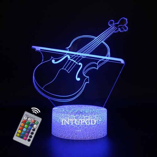 Subzonal-Ntupgd Violon Veilleuse Pour Enfants, 16 Couleurs Changeantes À Intensité Variable, Cadeau D'anniversaire Et Décoration De Fête Lampe 3d