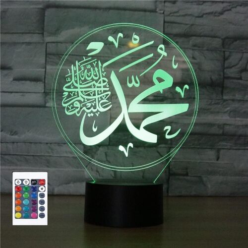 Subzonal-Mohammed Télécommande 3d 16 Couleurs Veilleuses Illusion En Acrylique Led Lampe De Chevet Pour Chambre D'enfant Décoration De Bureau Cadeau D'anniversaire Jouet Pour Enfants