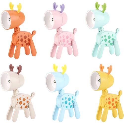 Subzonal-Lot De 6 Veilleuses À Led En Forme De Chien - Avec Support De Téléphone - Pour Enfants, Chambre D'étudiant, Bureau, Chambre D'enfant - Multicolore (Cerf)