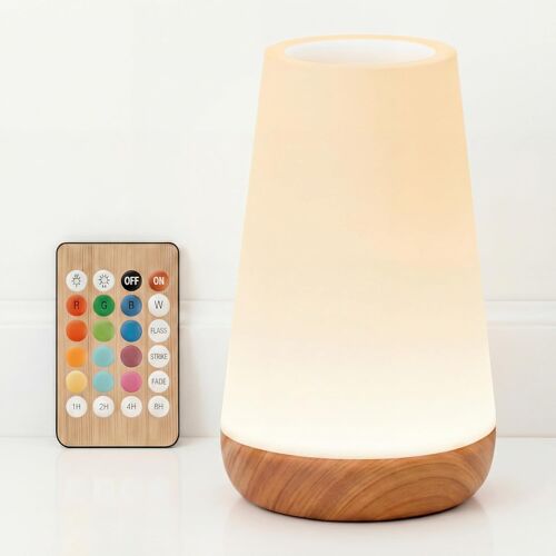 Subzonal-Veilleuse Bébé Enfant Led Rechargeable, Lampe De Chevet Sans Fil Tactile 13 Couleurs, Lampe Chambre Adulte Usb-C Base Bois, Veilleuse Led Portable Autonomie 18h, Veilleuse Adulte