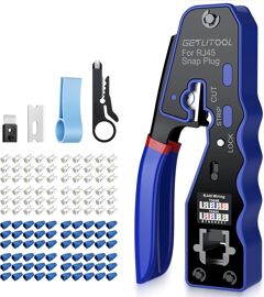SUBZONAL-Pince À Sertir RJ45 RJ11 Traversante Cat6 Kit Pince Réseau Professionnel Outil De Sertissage RJ45 Passant Avec 60 Connecteurs RJ45 Cat5e, Cat6/Cat6a Pass Through Et Couvercles De Protection