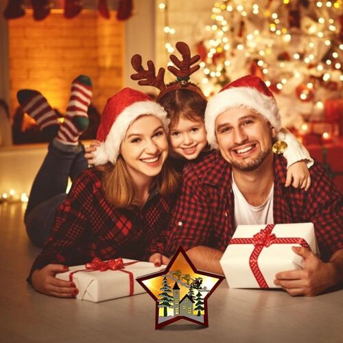 SUBZONAL-3 Pièces LED Bois Étoile Veilleuse Décoration Murale pour Chambre d'enfant, Fête d'anniversaire de Noël, Chambre d'enfant, Lampe de Table pour Chambre de