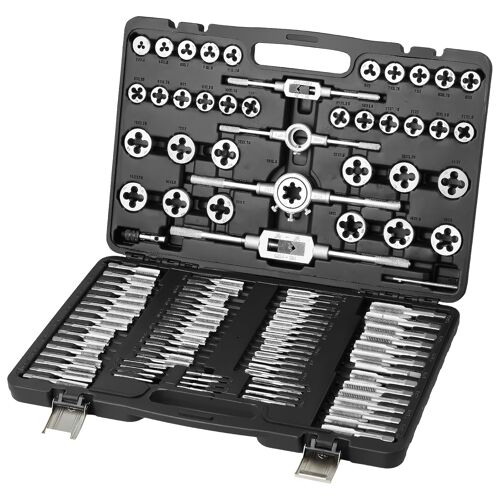 SUBZONAL-VEVOR Coffret Tarauds et Filières 110 Pièces M2-M18 Kit de Taraudage et Filetage Métrique en Acier avec Mallette de Transport Outils pour Tarauder et Fileter Construction Réparation Auto Plo