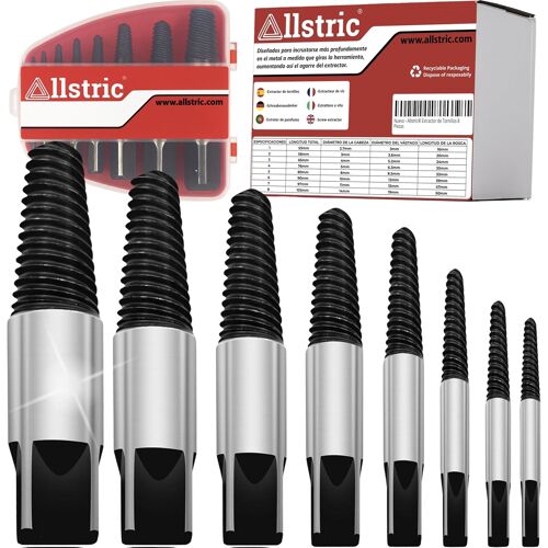 SUBZONAL-Extracteur de Vis Cassée ¿ Coffret 8 Pièces en Acier Trempé | Kit Extracteur de Vis, Boulon et Goujon Cassé | Outil Professionnel avec Étui | Compatible Tourne à Gauche et Perceuse