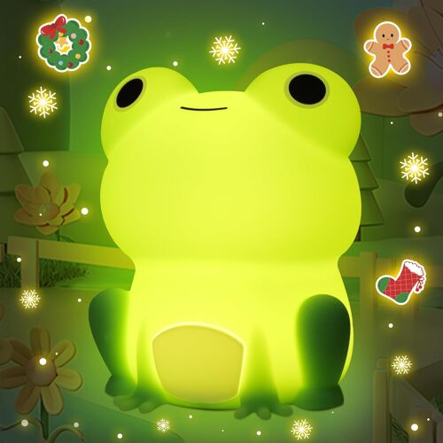 Subzonal-Veilleuse Mignonne Grenouille En Silicone Doux Pour Enfant, Veilleuse Portable Avec Minuterie À Intensité Variable, Décoration De Table De Chevet Kawaii Pour Garçon, Fille, Cadeau