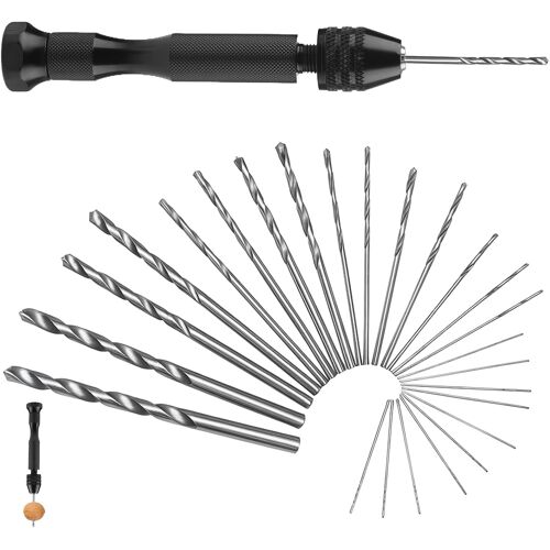 Subzonal-Mini Perceuse À Main Twist Drill Bits, 25pcs Forets Hélicoïdaux, Perceuse Manuelle Pour Bricolage, Bijoux, Métal, Bois, Sans Fil, Outils Rotatifs Pour Adultes, Travail De Précision 