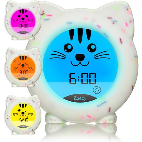 SUBZONAL-Horloge Enfant 4 Phases Apprentissage Sommeil | Reveil Enfant Educatif Jour/Nuit & Veilleuse Bébé USB | Cadeau Naissance Idéal - Kip Le Chaton
