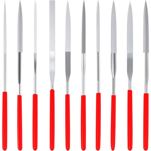 SUBZONAL-Lot de 10 mini limes diamantées 3 mm x 140 mm - Petite lime diamantée - Limes cannelées en métal - Outils pour le travail de précision du métal - Impression 3D - Outil de sculpture du bois