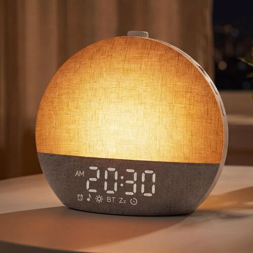 Subzonal-Réveil Lumineux Simulateur D'aube Eveil Lumière Reveil Matin,Lampe De Chevet 30 Sons Naturels 20 Niveaux De Luminosité,17 Couleur Réveil Lumière Veilleuse,Minuteur Snooze,Pour Enfant Ado Adu