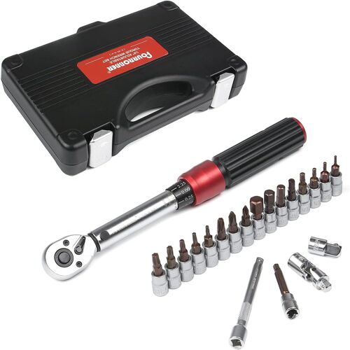 SUBZONAL-Clé Dynamométrique 1/4" réglable à 90 dents Clé à Cliquet1/4(5-30 Nm) Précision±3% 15 Pièces Set D'entretien avec Barre D'extension