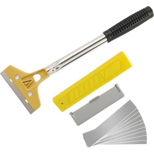 SUBZONAL-30 Cm X 10 Cm Grattoir Vitre Avec 10 Lames En Acier Au Carbone 100 Mm, Grattoir Peinture, Grattoir Sol Et Grattoir Plancha, Manche Ergonomique Pour Enlever Colle, Papier Peint, Peinture Et R