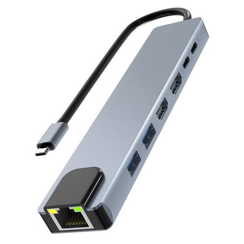 iClick - Concentrateur (hub) - 7-in-1, USB-C, dual 4K display - 2 x SuperSpeed USB 3.0 + 2 x USB-C + 1 x Ethernet 1 GigabitEthernet + 2 x HDMI - de bureau