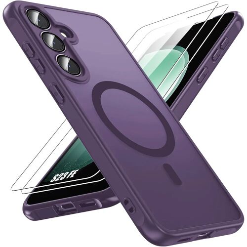 Coque + 2 Verres Trempés pour Samsung Galaxy S23 FE, avec Cercle Magnétique et Vitre Caméra - Violet - E.F.Connection