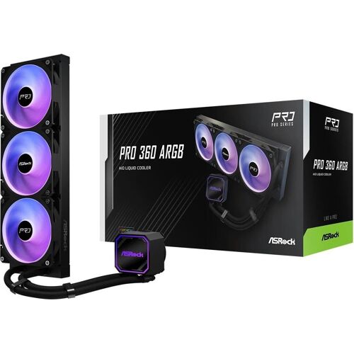 ASRock CPC Pro 360 ARGB 90-APRA36-BAAGA6 Refroidisseur liquide pour processeur  360 mm  ARGB  Triple ventilateur  Noir