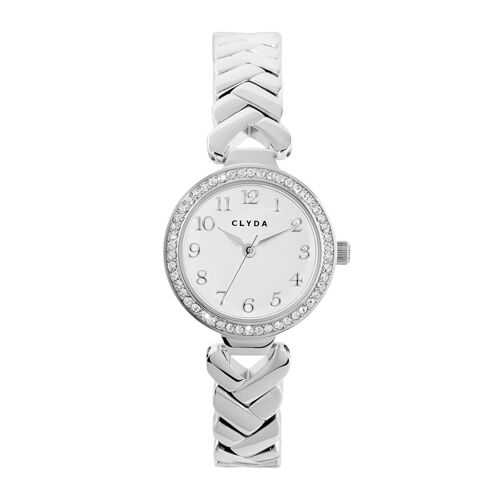 Montre Femme Clyda Acier Argenté Oxydes Pauline