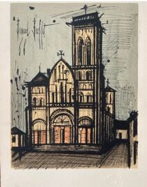 Lithographie Bernard Buffet Basiliqueveselay, 1968