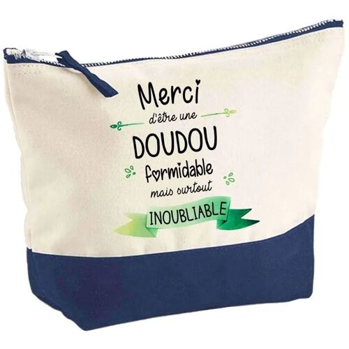 Pochette fond bleu Merci Doudou Inoubliable - Cadeau Original - Anniversaire Trousse Maquillage Grand Format