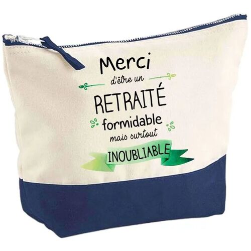 Pochette fond bleu Merci d'être un Retraité Inoubliable - Cadeau Original - Anniversaire Trousse Grand Format