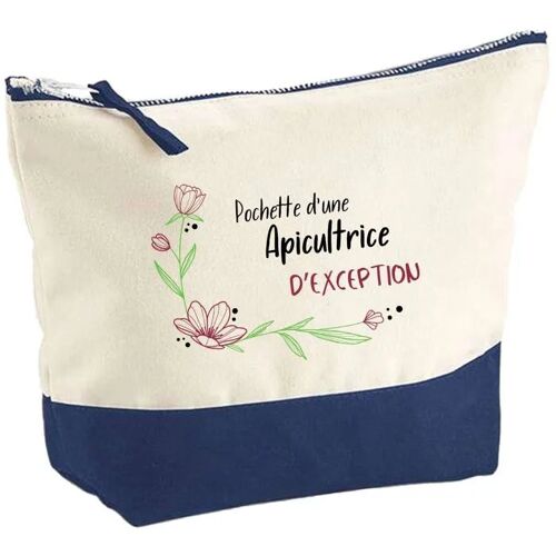 Pochette fond bleu Apicultrice d'exception - Cadeau Original - Anniversaire Trousse Maquillage Grand Format