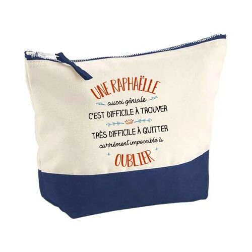Pochette fond bleu Raphaëlle aussi géniale - Cadeau Original - Anniversaire Trousse Maquillage Grand Format