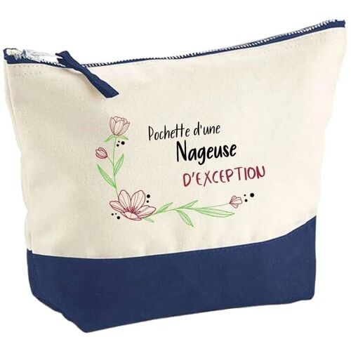Pochette fond bleu Nageuse d'exception - Cadeau Original - Anniversaire - Personnalisé Trousse Maquillage Grand Format