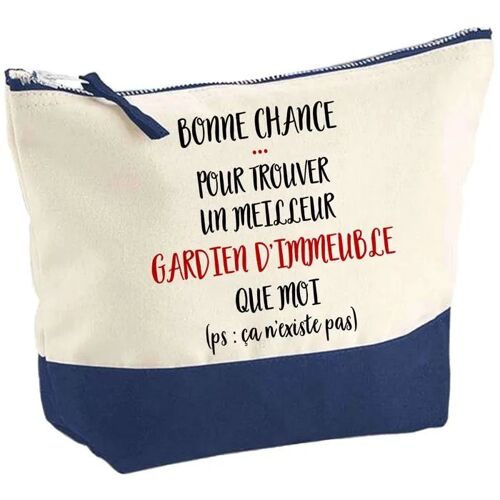 Pochette fond bleu Gardien d'immeuble ça n'existe pas - Cadeau Original - Anniversaire Trousse Maquillage Grand Format