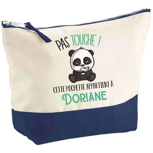 Pochette fond bleu Doriane Pas touche Panda - Cadeau Original - Anniversaire - Trousse Maquillage Grand Format