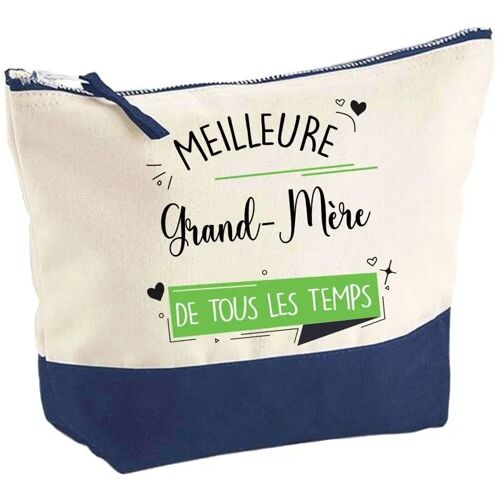 Pochette fond bleu Meilleure Grand-Mère de tous les temps - Fête des Grands-Mères Trousse Maquillage Grand Format