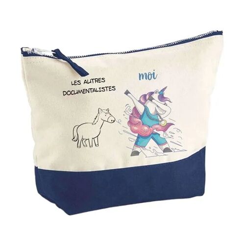 Pochette fond bleu Documentalistes Les Autres vs Moi - Cadeau Original - Anniversaire Trousse Maquillage Grand Format