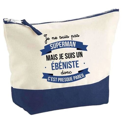 Pochette fond bleu Ébéniste Superman - Cadeau Original - Anniversaire - Personnalisé Trousse Maquillage Grand Format
