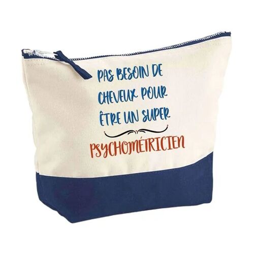 Pochette fond bleu Psychométricien pas besoin de Cheveux - Cadeau Original Trousse Grand Format
