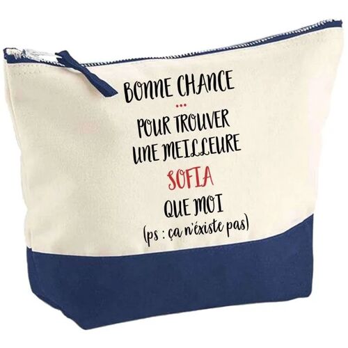 Pochette fond bleu Sofia ça n'existe pas - Cadeau Original - Anniversaire - Personnalisé Trousse Maquillage Grand Format