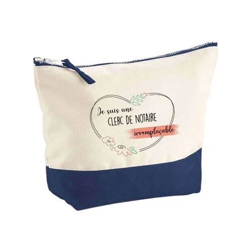 Pochette fond bleu Clerc De Notaire Irremplaçable - Cadeau Original - Anniversaire Trousse Maquillage Grand Format