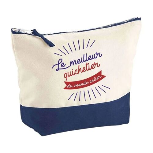 Pochette fond bleu Meilleur guichetier du monde - Cadeau Original - Anniversaire - Trousse Grand Format