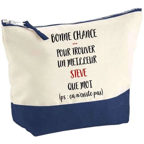 Pochette fond bleu Steve ça n'existe pas - Cadeau Original - Anniversaire - Personnalisé Trousse Maquillage Grand Format