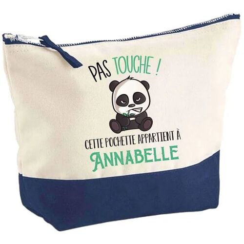 Pochette fond bleu Annabelle Pas touche Panda - Cadeau Original - Anniversaire - Trousse Maquillage Grand Format