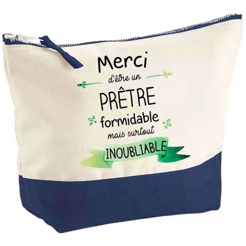 Pochette fond bleu Merci d'être un Prêtre Inoubliable - Cadeau Original - Anniversaire Trousse Grand Format
