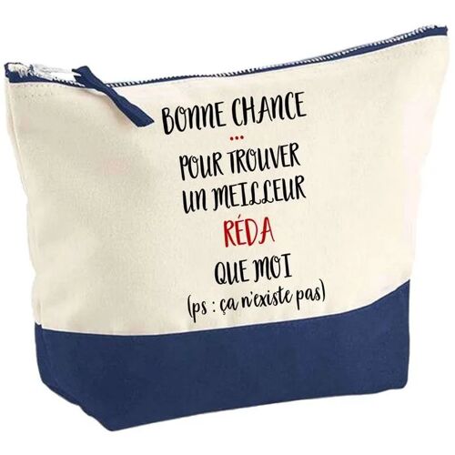 Pochette fond bleu Réda ça n'existe pas - Cadeau Original - Anniversaire - Personnalisé Trousse Maquillage Grand Format