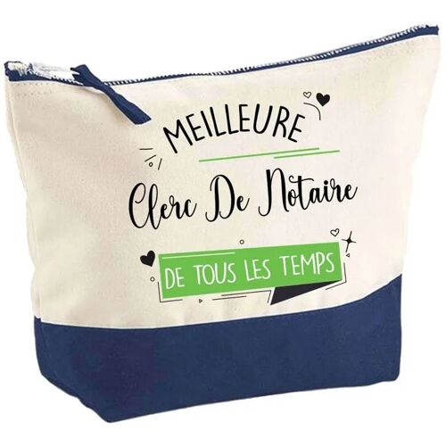Pochette fond bleu Meilleure Clerc De Notaire de tous les temps - Cadeau Original Trousse Maquillage Grand Format