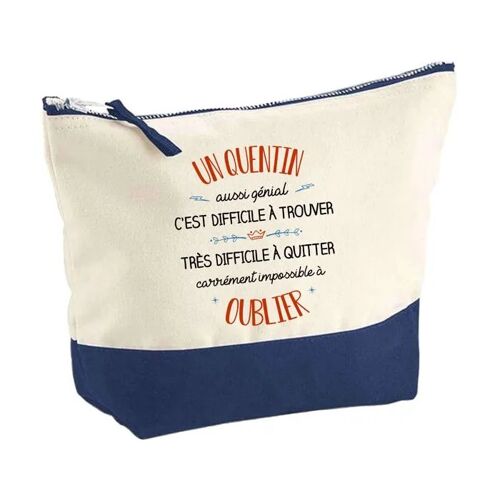 Pochette fond bleu Quentin aussi génial - Cadeau Original - Anniversaire - Personnalisé Trousse Grand Format