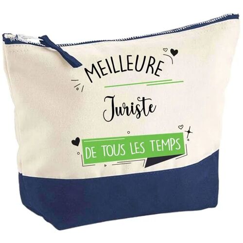 Pochette fond bleu Meilleure Juriste de tous les temps - Cadeau Original - Anniversaire Trousse Maquillage Grand Format