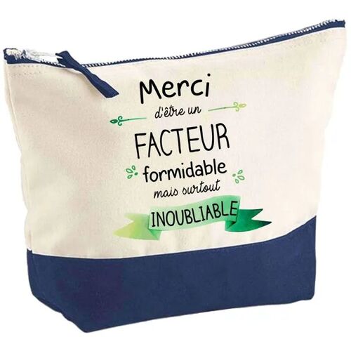 Pochette fond bleu Merci d'être un Facteur Inoubliable - Cadeau Original - Anniversaire Trousse Grand Format