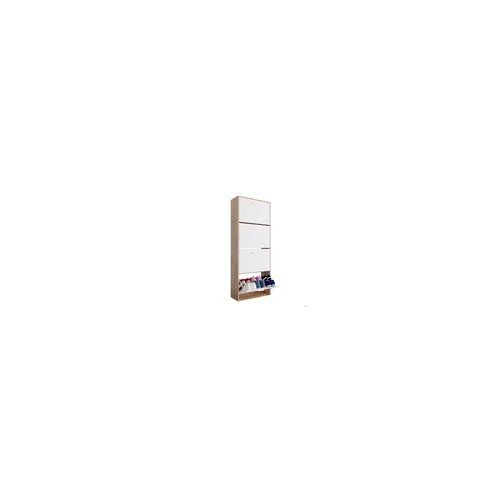 CASABEL Meuble chaussures - Armoire Rangement Grande Capacité 24 Paires - Meuble d Entrée Couloir - Blanc Bois Clair - 60x24x150 cm
