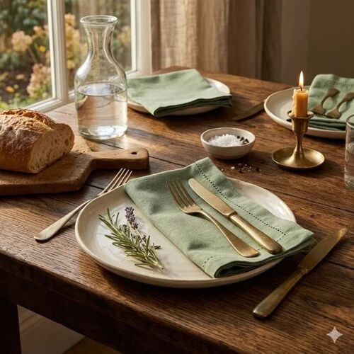 Lot De 3 Serviettes De Table 40 X 40 Cm Charline Kaki