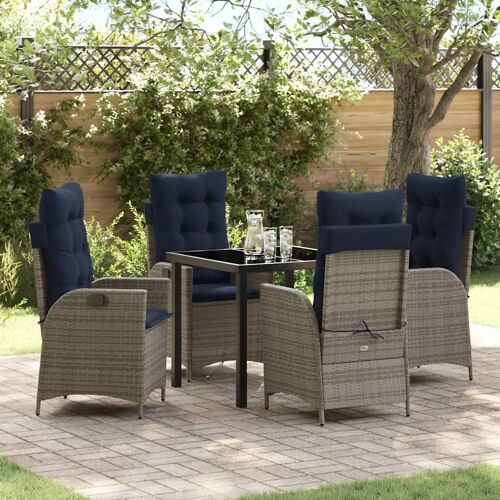 Vidaxl Ensemble De Salle À Manger Pour Jardin 5 Pcs Gris Et Noir Rotin