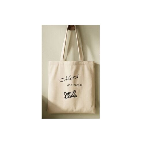 Sac fourre-tout en coton 180g/m2. Motif ""Merci maîtresse