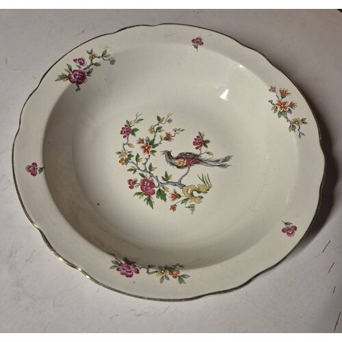 Digoin Sarreguemines Condé Plat Creux 28cm Décor Oiseau Fleurs Vintage Faïence